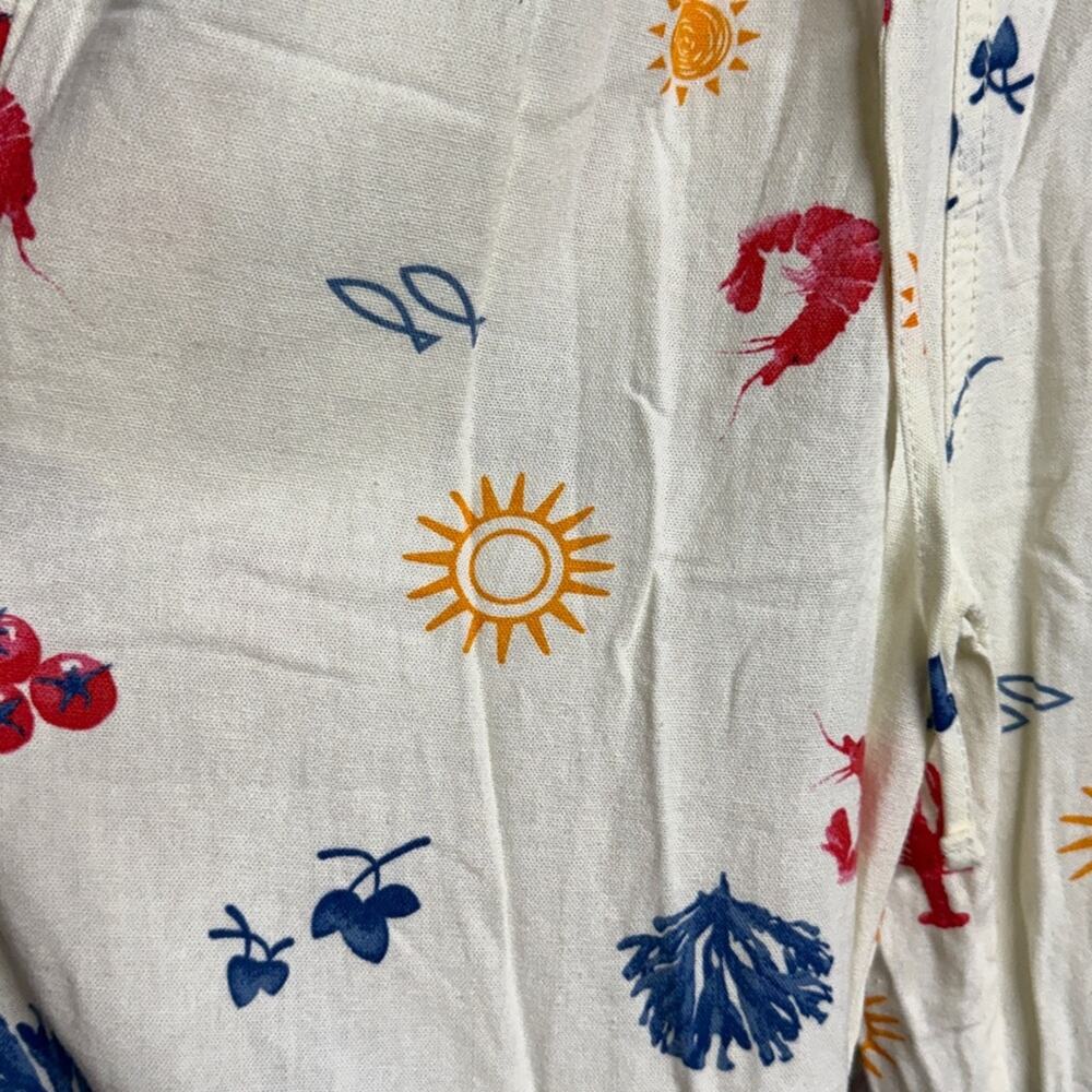 Cali 1850 Linen Pull-on Beach Seaside Print Pants Med - Picture 3 of 9